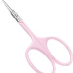 CGBE Cuticle Scissors, Extra Fine Curved Eyebrow Scissors, Pink