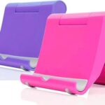 Cell Phone Stand for Desk 2 Pack Mobile Phone Holders Desktop Tablet Stand, Foldable Phone Dock Universal Adjustable Tablet Stand for Desk (Pink+Purple)