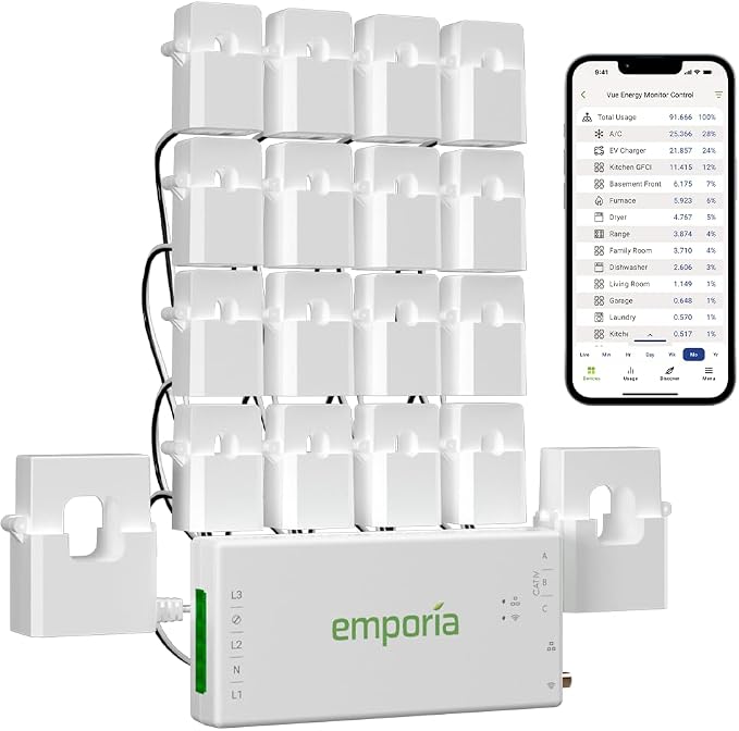 51zlBA3vZNL._AC_SX679_.jpg Emporia Vue 3 Home Energy Monitor - Smart Home Automation Module and Real Time Electricity Usage Monitor, Power Consumption Meter, Solar and Net Metering for UL Certified Safe Energy Monitoring - Image 1
