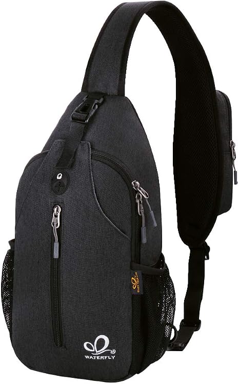 610QzKj7tLL._AC_SX466_.jpg WATERFLY Crossbody Sling Backpack Sling Bag Travel Hiking Chest Bag Daypack (Black) - Image 1