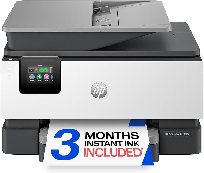 615bu4-o6OL._AC_SX679_.jpg HP OfficeJet Pro 9125 Wireless All-in-One Color Inkjet Printer, Print, Scan, Copy, Fax, ADF, Duplex Print/scan, Best-for-Office, 3 Month Trial of Instant Ink Included, AI-Capable (C2VZ0A) - Image 1