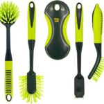 Pine-Sol Scrub Brush Set - Long Handle Cleaning Brushes with Heavy Duty Bristles and Comfort Grip - Scrubbers for Kitchen, Household, and Dishwashing, 5 Pieces