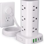 6FT Power Strip Tower Surge Protector, 12 Wide Spaced Outlets, 4 USB