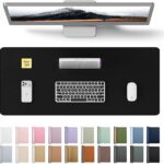 YSAGi Leather Office Desk Pad Protector, Large Mouse Pad, Non-Slip, PU Leather, Laptop Desk Blotter, Waterproof Writing Pad for Office and Home, Black, 23.6