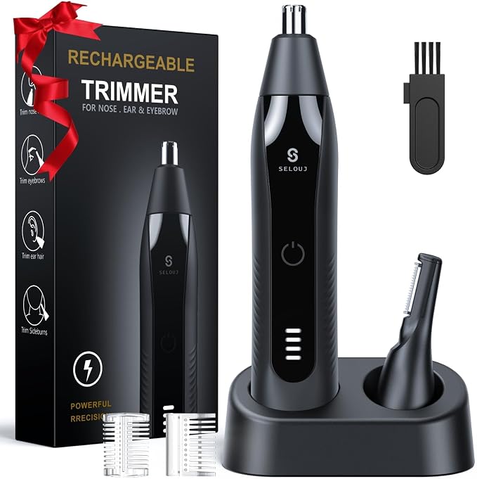 61oOXTL0PbL._AC_SX679_.jpg Ear and Nose Hair Trimmer for Men, 2026 Professional Painless USB Rechargeable Eyebrow & Facial Electric Hair Trimmer for Men Women, Powerful Motor, Dual Edge Blades, IPX7 Waterproof Easy Clean - Image 1