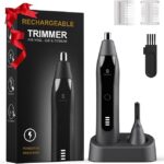 Ear and Nose Hair Trimmer for Men, 2026 Professional Painless USB Rechargeable Eyebrow & Facial Electric Hair Trimmer for Men Women, Powerful Motor, Dual Edge Blades, IPX7 Waterproof, Cool Gray