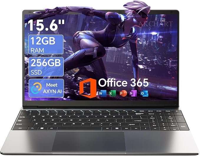 714TSHAAQrL._AC_SX679_.jpg 15.6'' AI Laptop with Office 365 12GB RAM 256GB SSD Win 11 Laptops - Image 1