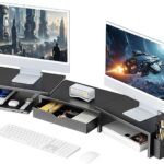gianotter Dual Monitor Stand Riser With Drawer and 2 Pen Holders