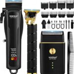 HIENA PRO Professional Hair Clipper Set for Men, Cordless Barber Clippers Set and Trimmer Kit, USB Rechargeable Electric Beard Trimmer Foil Shaver & Men's Facial Grooming Tool Kit, Gifts for Men