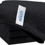 HOMEXCEL Black Cleaning Rags 5 Pack, Highly Absorbent Microfiber Cleaning Cloth for Kitchen, Lint Free, Scratch-Free, Reusable Microfiber Towels for House, Window and Glass, Cars, 11.5 X11.5 inch