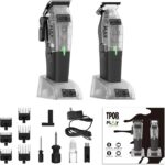 TPOB Mini Play Professional Hair Clippers for Men — Dual Speed 6000-7500 RPM Compact Barber Clipper, Cordless Rechargeable with Constant Torque Technology & Charge Stand (Transparent Set)