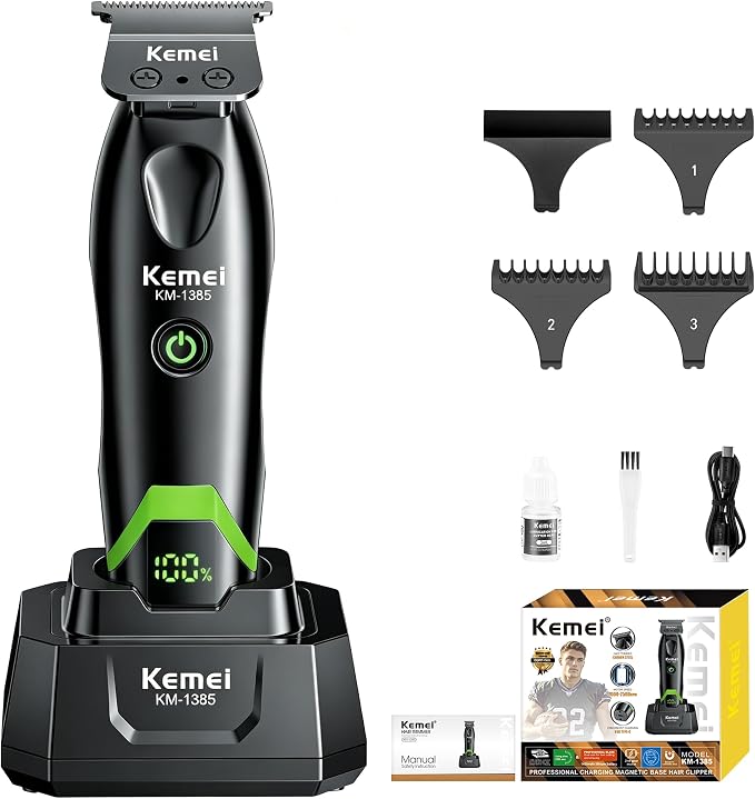 71SRte3bd2L._AC_SX679_.jpg KEMEI 1385 Professional Zero Gapped T-Blade Cordless Hair Trimmer for Men - Image 1