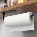 Paper Towel Holder Under Cabinet, Self-Adhesive or Drilling, Matte Black