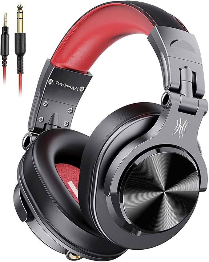 71U6kwKUQnL._AC_SX679_.jpg OneOdio A71 Hi-Res Wired Over-Ear Studio Headphones for DJ, Mixing - Red - Image 1