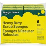 Amazon Basics Heavy Duty Dual-Sided Scrub Sponges, Reusable, 4.4 x 2.7 x 0.8 in, Yellow/Green, 6-Pack