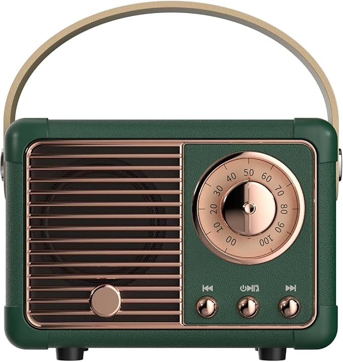 71axiGLkw1L._AC_SX679_.jpg Dosmix Retro Bluetooth Speaker,Vintage Decor,Small Gift for Women Men Green - Image 1