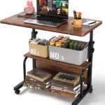 QZMDSM Portable Rolling Desk on Wheels Adjustable Height Desks for Small Spaces, 32