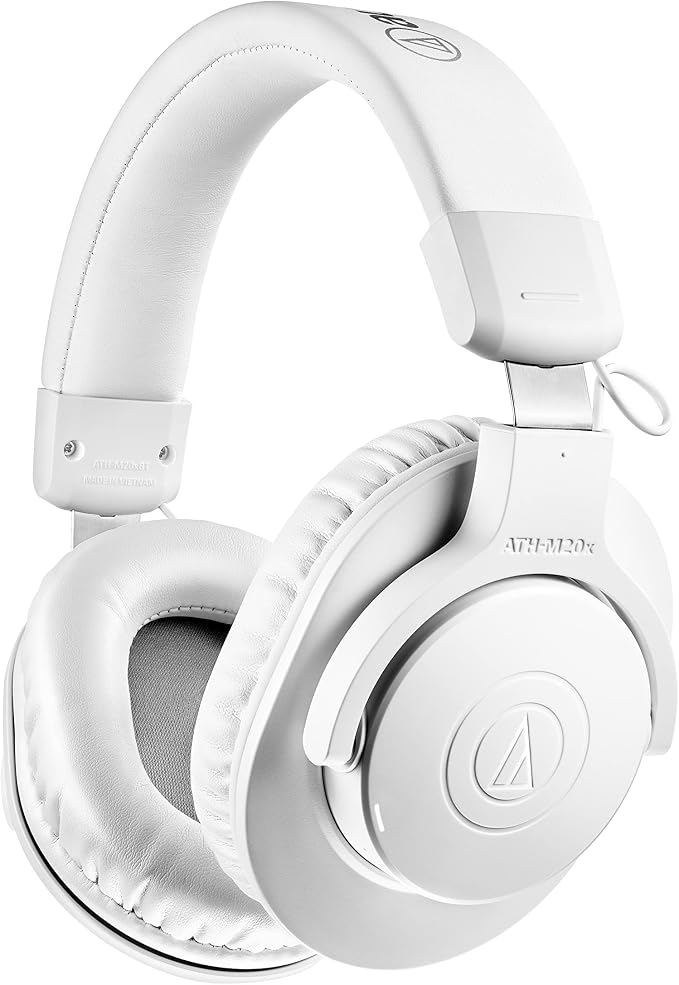 71lYmGr6WcL._AC_SX679_.jpg Audio-Technica ATH-M20xBTWH Wireless Over-Ear Headphones with Mic, 60 Hour Battery Life, Studio-Quality Sound, 40 mm Drivers for Enhanced Bass, Lightweight Design, Multipoint Pairing, White - Image 1