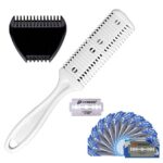 Combo Set, White Plastic Personal Double Edge Razor Comb Hair Beard Bikini Trimmer and Mini 3-Razor Black Plastic MANUAL TRIMMING Comes with 12 Extra Blades