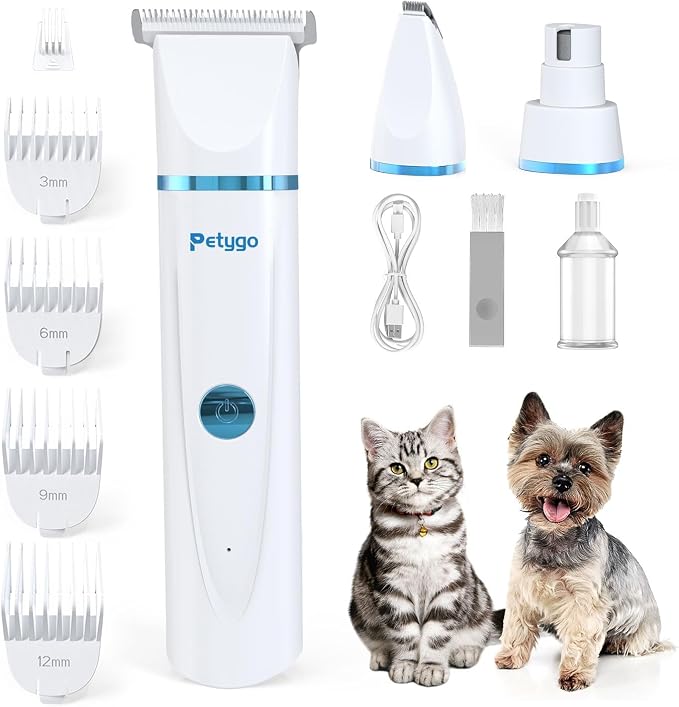 71sCHx42d6L._AC_SX679_.jpg 3-in-1 Dog & Cat Grooming Kit - Rechargeable Cordless Pet Hair Clippers with Nail Grinder & Paw Trimmer & 5 Guide Combs, Low Noise Dog Clippers for Grooming Small Medium Pets - Image 1