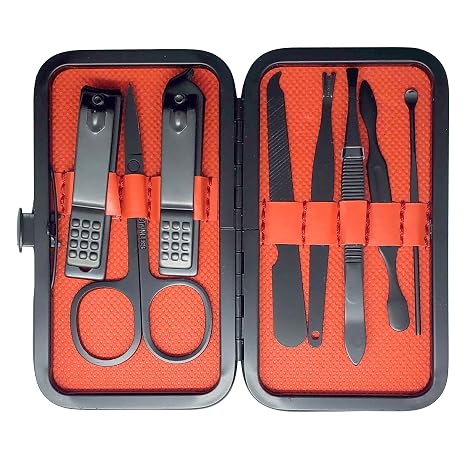 81-M4DcuVxL._SX466_.jpg P2P Nails 8 Piece Nail Clipper Set - Personal Care Manicure Set - Professional Quality Stainless Steel Nail Care Grooming Kit - Image 1