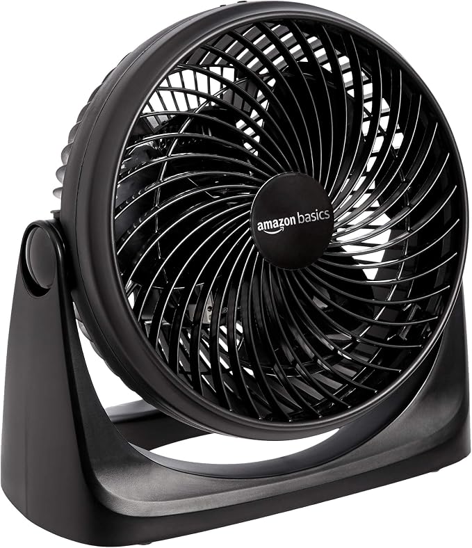 816Tfe5HNvL._AC_SX679_.jpg Amazon Basics Air Circulator Desk Fan for Bedroom, Home and Office, 90-Degree Tilt Head, 3 Speed Settings, Cooling, 35 Watts, Black, 11.1 - Image 1