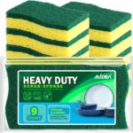 AIDEA Sponges Kitchen, 9Count, Dish Sponges, Heavy-Duty Scrub Sponge