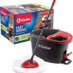O-Cedar EasyWring Microfiber Spin Mop, Bucket Floor Cleaning System, Red, Gray, Standard