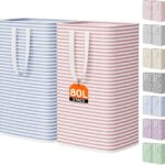 Lifewit 80L Large Laundry Baskets, Laundry Hampers Bags, 2 Pack, Pink&Blue