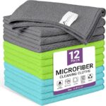 12 Pack Microfiber Cleaning Cloth, 3 Assorted Colors Cleaning Rags for Housekeeping, Colorful Reusable Microfiber Towels for Car, Kitchen, Bathroom and Household Cleaning Supplies, 11.8
