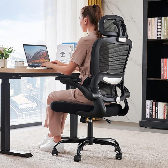 81OW9VpP4qL._AC_SX679_.jpg TRALT Office Chair Ergonomic Desk Chair with Lumbar Support Black, 1 - Image 1