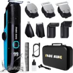 FADEKING Beard Trimmer for Men, Professional Hair Trimmer, Waterproof Electric Beard Trimmer Razor for Nose, Body, Face & Mustache, Cordless Hair Clippers, Grooming Gifts for Men (Blue)