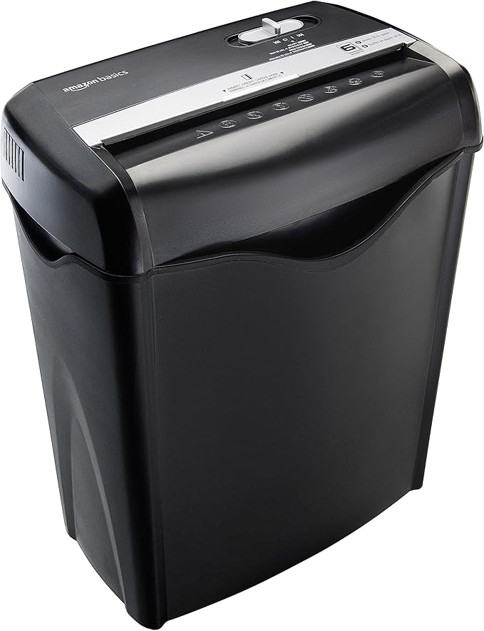 81YuTrpBKvL._AC_SX679_.jpg Amazon Basics 6-Sheet Cross-Cut Paper and Credit Card Shredder with 3.8 Gallon Bin, Shreds Staples, Black - Image 1