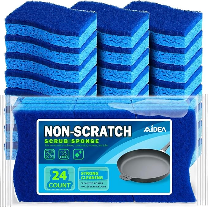 81fo3RXgxBL._AC_SX679_.jpg AIDEA Non Scratch Scrub Sponge-24Count, Sponges Kitchen, Sponges for Dishes - Image 1