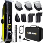 FADEKING Beard Trimmer for Men, Professional Hair Trimmer, Waterproof Electric Beard Trimmer Razor for Nose, Body, Face & Mustache, Cordless Hair Clippers, Grooming Gifts for Men (Yellow)