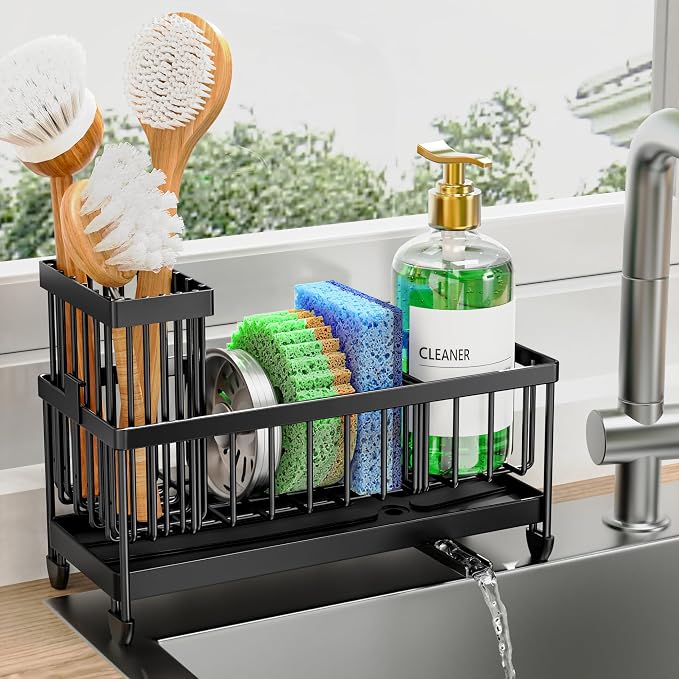 81shIEM-H2L._AC_SX679_.jpg Sponge Holder for Kitchen Sink, Sink Organizer with Brush Holder - Image 1