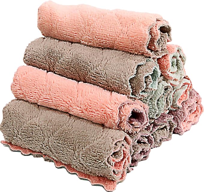 81tuFurjQhL._AC_SX679_.jpg 10 Pack Kitchen Cloth, Microfiber Dish Towels Washcloths, Super Absorbent Coral Velvet Dishtowels, Premium Cleaning Cloths,Non-Stick Oil Quick Dry Dish Towels, Soft Tea Towel, Table Cleaning Cloths. - Image 1